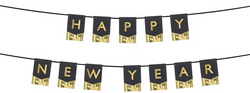 Baner Happy New Year, 135x16,5 cm