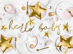 Baner Little Star - Hello Baby, złoty, 18x70cm