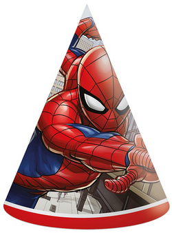 Czapeczki Papierowe SPIDERMAN Marvel Urodziny 6szt