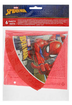 Czapeczki Papierowe SPIDERMAN Marvel Urodziny 6szt