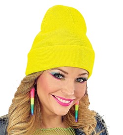 Czapka Żółta Neonowa Beanie Lata 80 Disco Neon