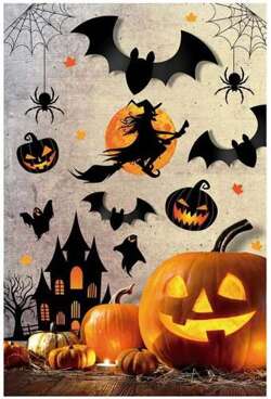 Dekoracja Ścienna Halloween Pająki Dynia 70x80cm