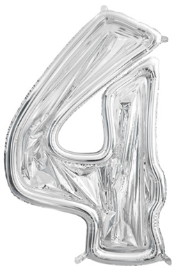 Forma Cyfra "4" do balonów srebrna, 126cm