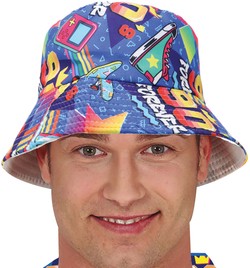 Kapelusz Czapka Bucket Hat z Nadrukiem Lata 80 90