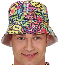 Kapelusz Czapka Bucket Hat z Nadrukiem Lata 80 90