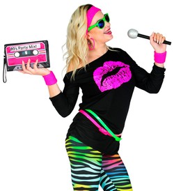 Koszulka Bluzka Usta Róż Czarna I Love Disco L/XL