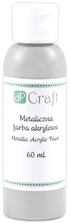 Metaliczna FARBA Akrylowa w Butelce SREBRNA 60ml