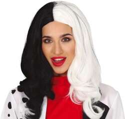 Peruka Cruella Dwukolorowa Czarno Biała Halloween