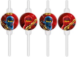 Słomki Rurki LEGO NINJAGO Party Urodziny 4 szt.