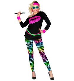 Spodnie LEGGINSY Kolorowe Zebra Disco Lata 90 S/M