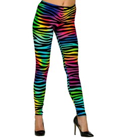 Spodnie LEGGINSY Kolorowe Zebra Disco Lata 90 S/M