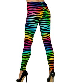 Spodnie LEGGINSY Kolorowe Zebra Disco Lata 90 S/M