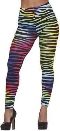 Spodnie LEGINSY Kolorowe Zebra Disco Lata 80 90, L