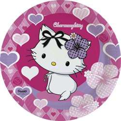 Talerzyki Charmmy Kitty w serduszka, 8 szt., 23 cm