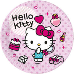 Talerzyki Papierowe HELLO KITTY 23cm 8szt.