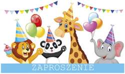 ZAPROSZENIA z Kopertami ZWIERZĘTA Safari Zoo 10szt