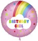 Balon Foliowy + Ciężarek BIRTHDAY GIRL Tęcza 45cm