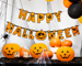 Baner Happy Halloween z dynią pomarańczowy 185cm 